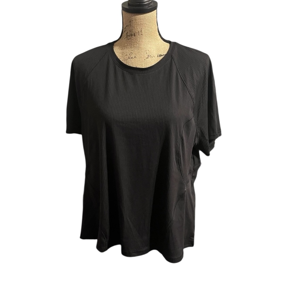 Spyder Black Short Sleeve Active Wear Ribbed Tee